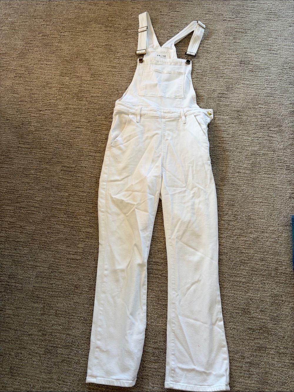 Frame Denim White Women's Denim Overalls - Straight Leg